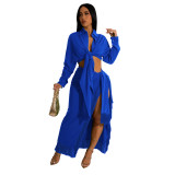 Women's Two-Piece Fringed Slit Skirt Set