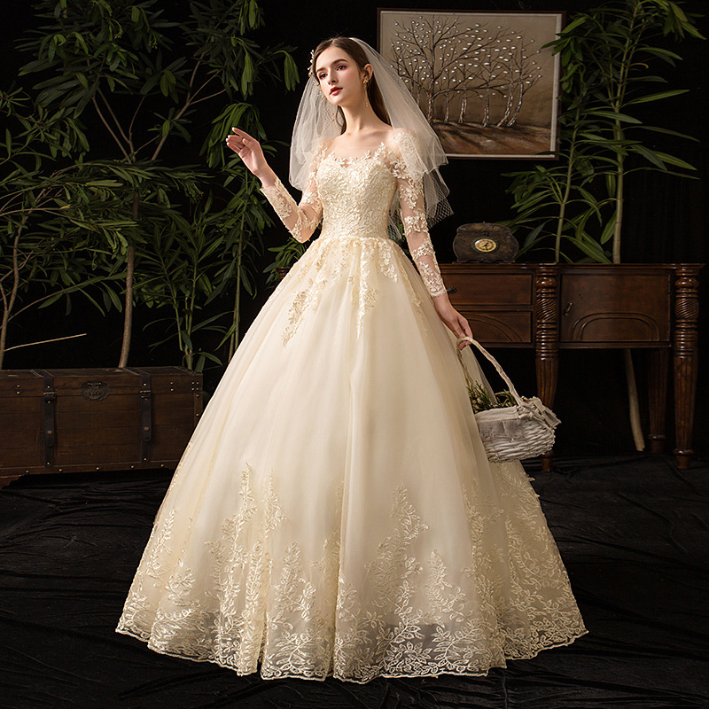 Main Wedding Dress Luxury Chic Fashion Lace Long Sleeve Bridal Wedding Dress Plus Size(Processing time need 3-6 days)