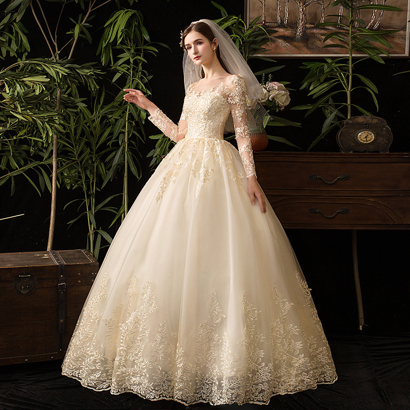 Main Wedding Dress Luxury Chic Fashion Lace Long Sleeve Bridal Wedding Dress Plus Size(Processing time need 3-6 days)