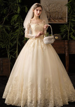 Main Wedding Dress Luxury Chic Fashion Lace Long Sleeve Bridal Wedding Dress Plus Size（Processing time need 3-6 days）