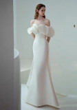 Off Shoulder light wedding dress summer bride wedding dress（Processing time need 3-6 days）