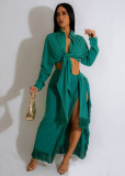 Women's Two-Piece Fringed Slit Skirt Set
