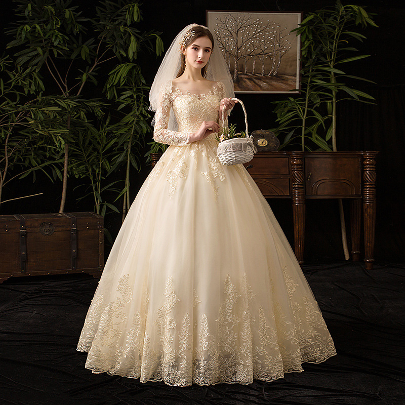 Main Wedding Dress Luxury Chic Fashion Lace Long Sleeve Bridal Wedding Dress Plus Size(Processing time need 3-6 days)