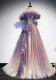 Purple Evening Dress Summer Women Off Shoulder Elegant Chic Long Cantata Dress（Processing time need 3-6 days）