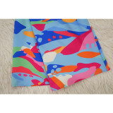 Women's Fashion New V-Neck Sexy Low Back Print Shorts Jumpsuit