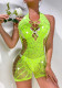 Women Beaded Sexy Mesh Jumpsuit