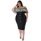 Plus Size Women Summer Off Shoulder Ruffles Dress