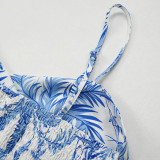 Women Printed Crop Top and Maxi Dress Two-Piece Set