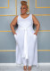 Plus Size Women Casual V Neck Slit Pocket Sleeveless Top and Solid Skirt Two-Piece Set