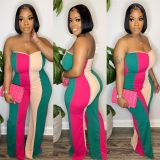 Ladies Fashion Digital Positioning Print Sexy Strapless Wide Leg Jumpsuit