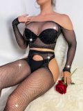 Off Shoulder Beaded Diamond  Two Pieces 2 Pieces Sexy Lingerie Set