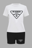 Summer Ladies Print Casual Two-Piece T-Shirt Shorts Set