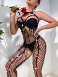 Beaded Sexy Lingerie Shiny Diamond Mesh Net Halter Jumpsuit Bodystocks Clothing
