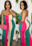 Ladies Fashion Digital Positioning Print Sexy Strapless Wide Leg Jumpsuit