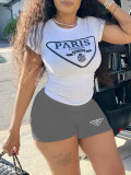 Summer Ladies Print Casual Two-Piece T-Shirt Shorts Set