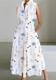 Summer Career Fashion Polka Dot V Neck Ladies Button Mermaid Dress