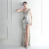 Beaded Symphony Sequins Bridal Dinner Ceremony Long Evening Dress