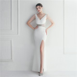 Gown Beaded Beaded Officiant Wedding Long Evening Dress