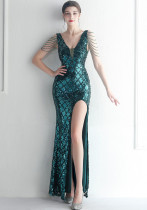 Beaded Symphony Sequins Bridal Dinner Ceremony Long Evening Dress