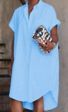Summer Short Sleeve Solid Color Printed Abstract Shirt Dress