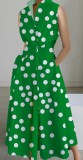 Summer Career Fashion Polka Dot V Neck Ladies Button Mermaid Dress