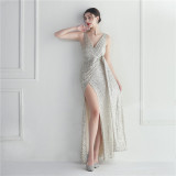 Boutique sequin dress dinner performance long evening dress