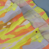 Sexy printed suspenders pleated wide-leg suspenders Jumpsuit