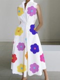 Summer Career Fashion Polka Dot V Neck Ladies Button Mermaid Dress