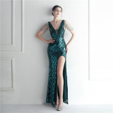 Beaded Symphony Sequins Bridal Dinner Ceremony Long Evening Dress