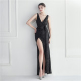 Boutique sequin dress dinner performance long evening dress
