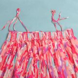 Sexy printed suspenders pleated wide-leg suspenders Jumpsuit