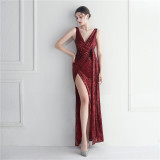 Boutique sequin dress dinner performance long evening dress