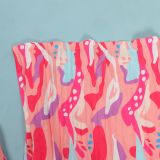 Sexy printed suspenders pleated wide-leg suspenders Jumpsuit