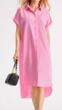 Summer Short Sleeve Solid Color Printed Abstract Shirt Dress