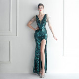 Beaded Symphony Sequins Bridal Dinner Ceremony Long Evening Dress