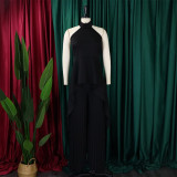 Women Sleeveless Irregular Top and Wide-leg Pants Two-Piece Set