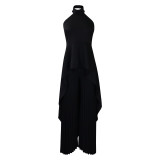 Women Sleeveless Irregular Top and Wide-leg Pants Two-Piece Set