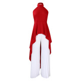 Women Sleeveless Irregular Top and Wide-leg Pants Two-Piece Set