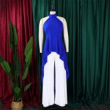 Women Sleeveless Irregular Top and Wide-leg Pants Two-Piece Set