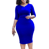 Women Africa Plus Size Summer Short Sleeve Round Neck Dress