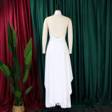 Women Sleeveless Irregular Top and Wide-leg Pants Two-Piece Set