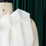 Plus Size Women Solid Sexy Pleated Formal Party Dress