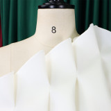Plus Size Women Solid Sexy Pleated Formal Party Dress