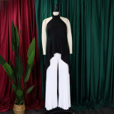 Women Sleeveless Irregular Top and Wide-leg Pants Two-Piece Set