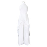 Women Sleeveless Irregular Top and Wide-leg Pants Two-Piece Set