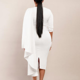 Women Solid Long Sleeve Midi Dress