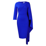 Women Solid Long Sleeve Midi Dress