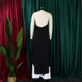 Women Sleeveless Irregular Top and Wide-leg Pants Two-Piece Set