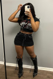 Women's Short Skirt High Stretch Solid Color Sexy Denim Skirt