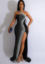 Women's Fashion Solid Color Beaded Sequin Sleeveless Maxi Dress